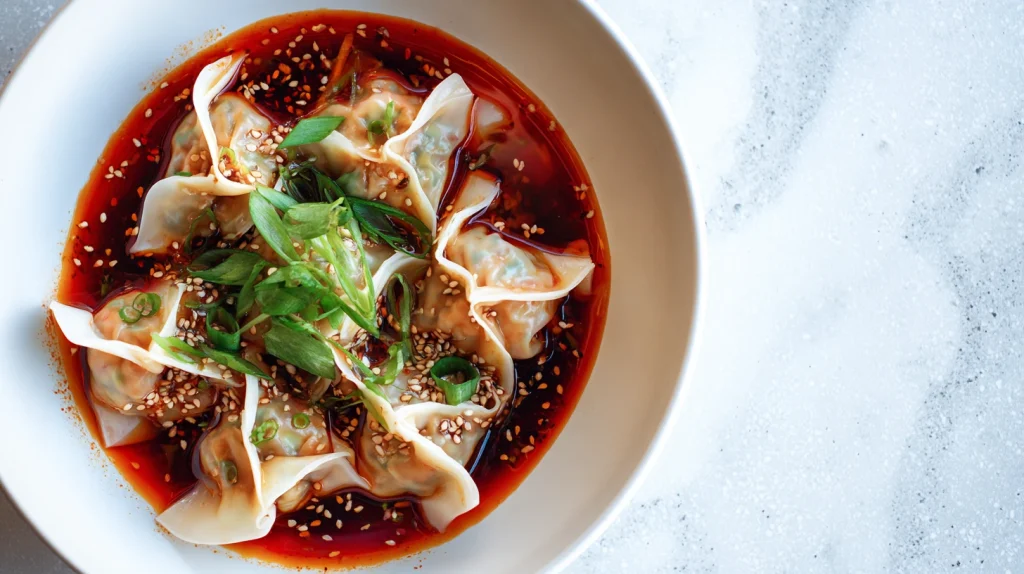 Sichuanese Wontons in Chili Oil Sauce - Bold & Spicy Delight 10 Sichuanese Wontons in Chili Oil Sauce