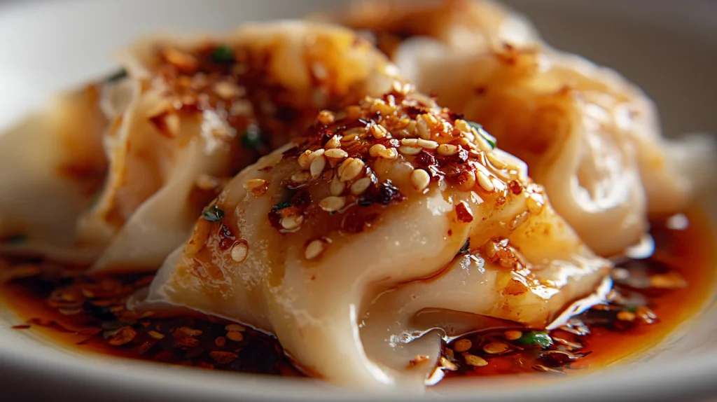 Sichuanese Wontons in Chili Oil Sauce - Bold & Spicy Delight 2 Sichuanese Wontons in Chili Oil Sauce