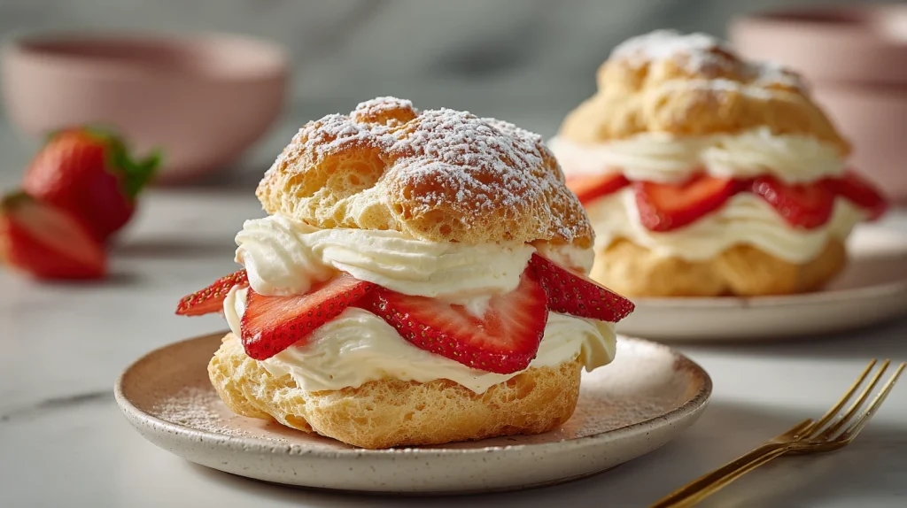 Strawberry Cream Puffs - Classic French Choux Pastry 13 Strawberry Cream Puffs