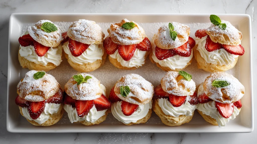 Strawberry Cream Puffs - Classic French Choux Pastry 14 Strawberry Cream Puffs