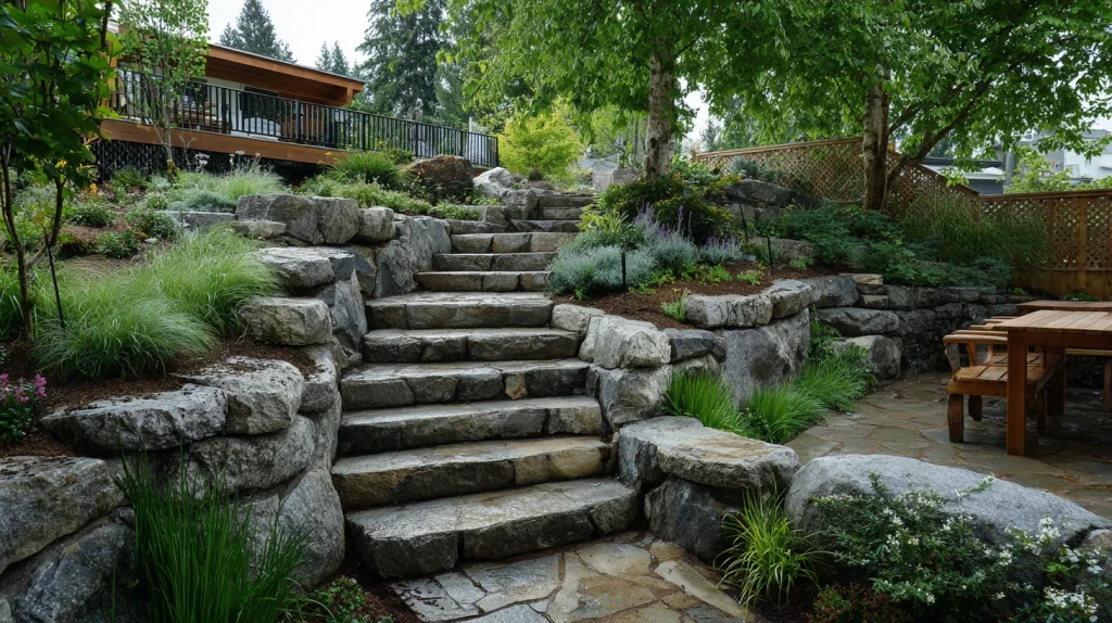 7 Famous Small Sloped Backyard Ideas 2 Terraced Levels for Structured Sloped Backyard Landscaping
