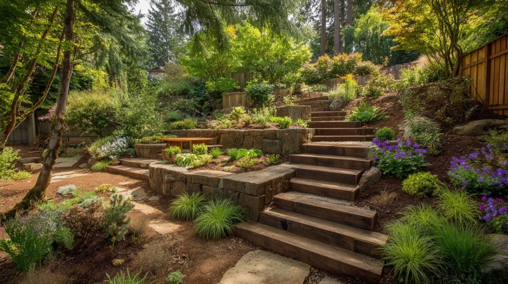 8 Modern Sloped Backyard Landscaping Ideas 2 Tiered Garden Design for Sloped Yards