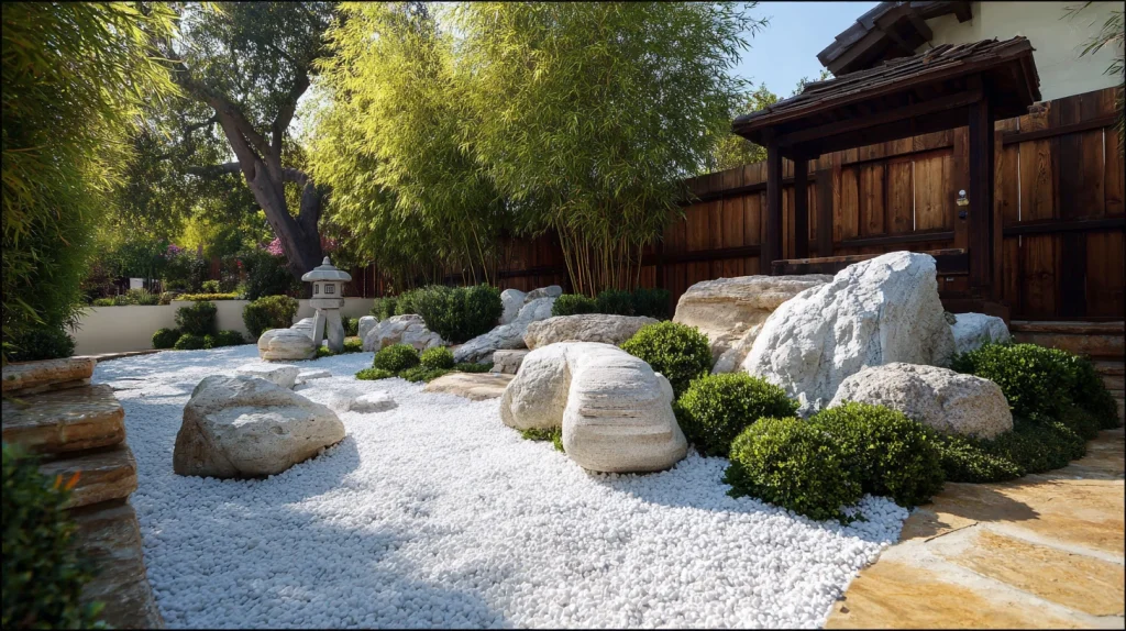 8 Best DIY Backyard Landscaping Ideas 4 White Rocks Garden for Clean Aesthetic