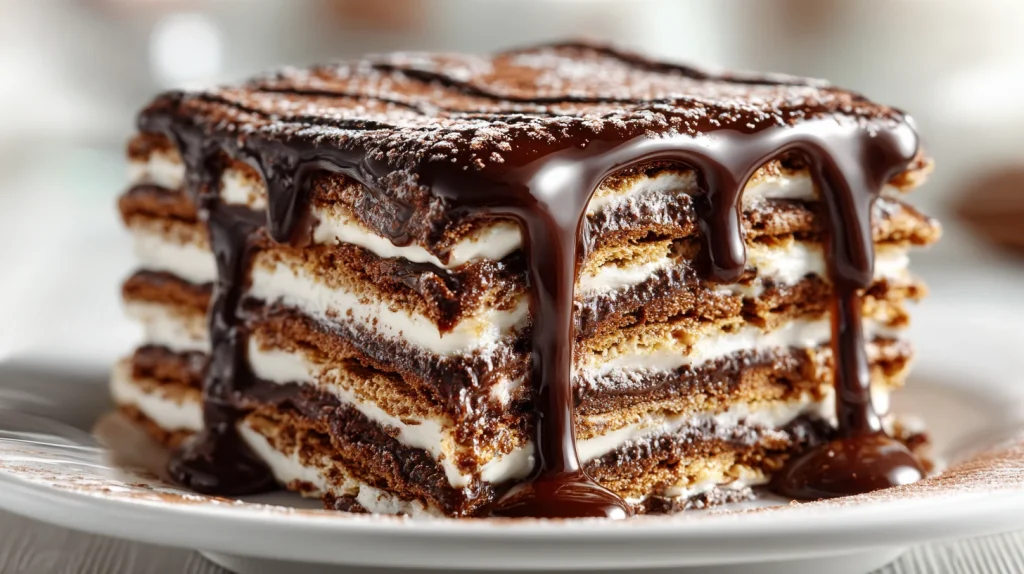 Chocolate Icebox Cake - Easy No Bake Creamy Dessert 2 Chocolate Icebox Cake