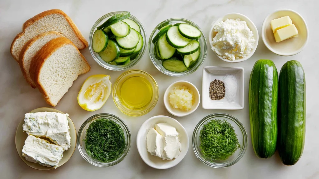Best Cucumber Sandwiches - Fresh Elegant Tea Time Snack 3 Cucumber Sandwiches
