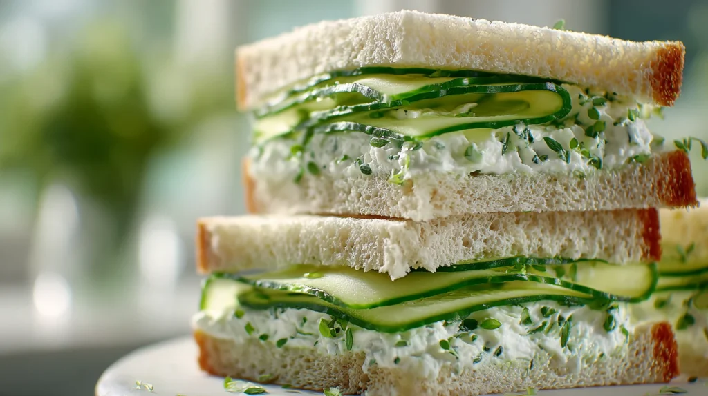 Best Cucumber Sandwiches - Fresh Elegant Tea Time Snack 2 Cucumber Sandwiches