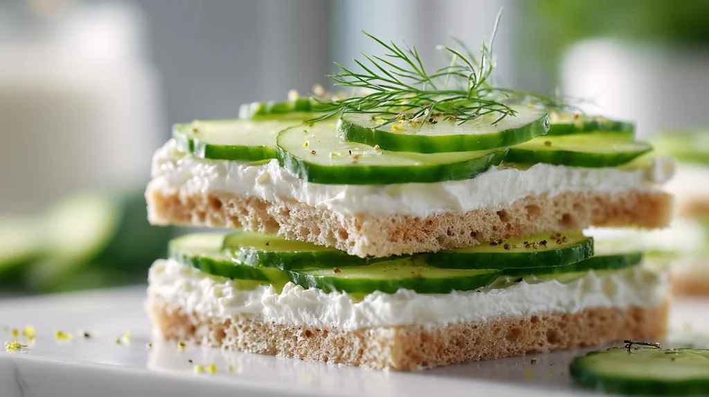 Cucumber Tea Sandwiches - Easy Fresh & Healthy Snack 2 Cucumber Tea Sandwiches