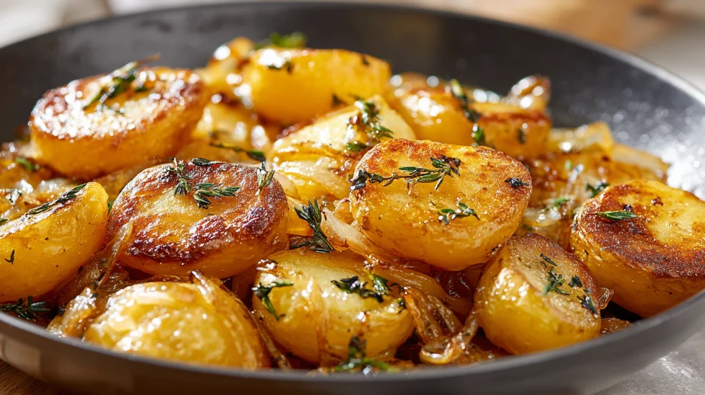 Crispy Fried Potatoes and Onions - Easy Vegetarian Meal 2 Fried Potatoes and Onions