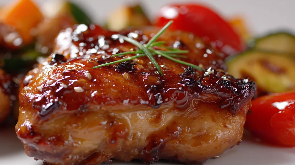 Honey Garlic Chicken Thighs with Roasted Vegetables - Easy Recipe 2 Honey Garlic Chicken Thighs with Roasted Vegetables