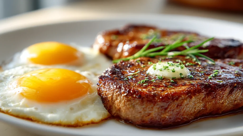 Juicy Steak and Eggs Recipe - Best High Protein Dinner 2 Steak and Eggs