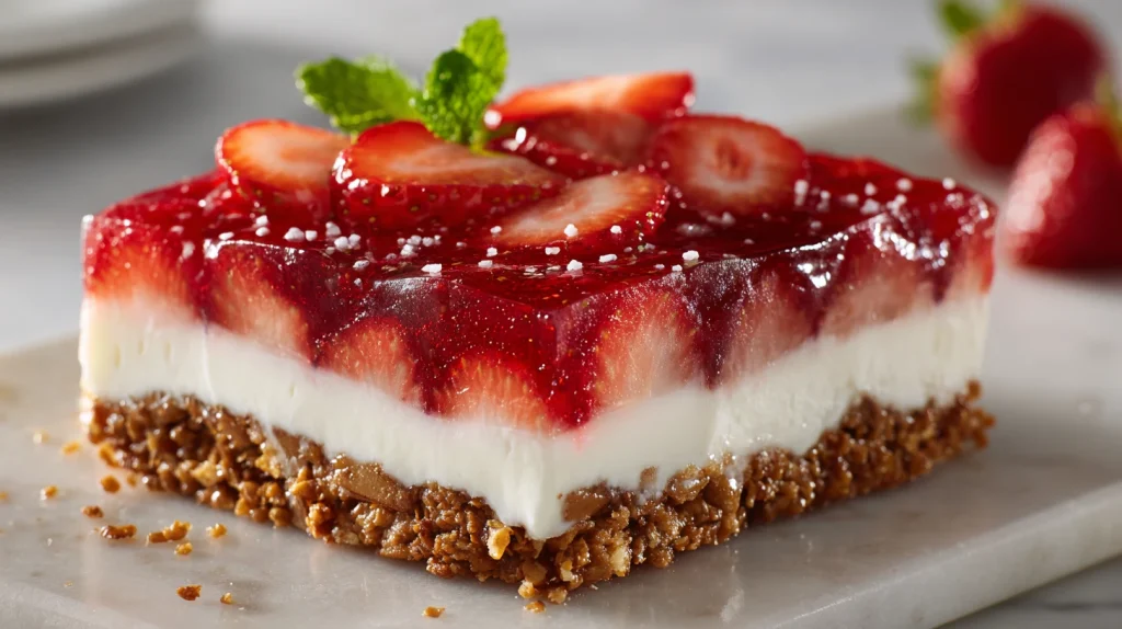 Strawberry Pretzel Salad - Sweet and Salty No Bake Layered Dessert 2 Strawberry Pretzel Salad