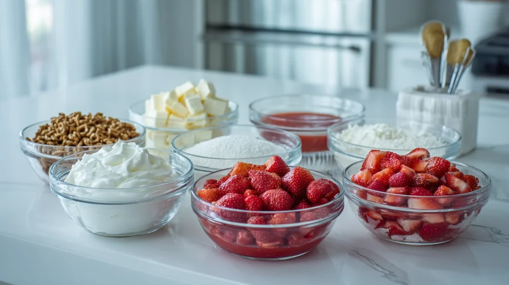 Strawberry Pretzel Salad - Sweet and Salty No Bake Layered Dessert 3 Strawberry Pretzel Salad