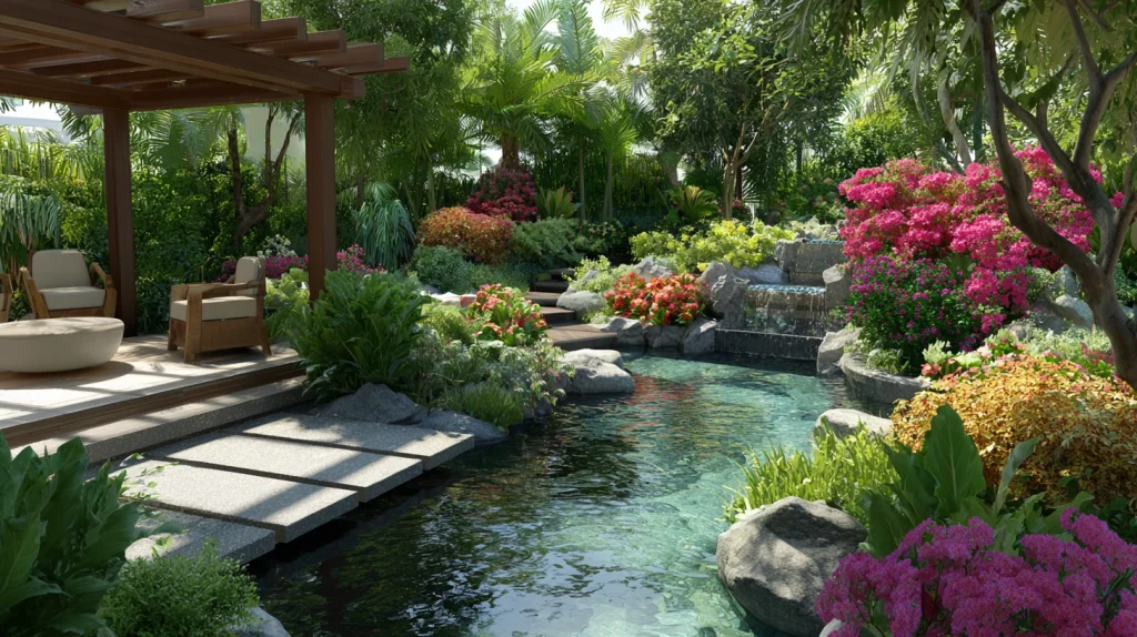 7 Best Tropical Backyard Landscaping Ideas 6 u2124897212 Tropical Backyard Landscape with Relaxing Zones e1b214c7 127d 4d83 be7c b7b7ff635421 2