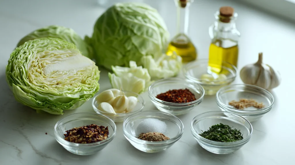 Cabbage Steaks Recipe for Crispy, Flavorful, Healthy Oven Roasted Perfection 3 u2124897212 ingredients for cabbage steaks arranged in mini g 7eb2c681 9168 480d 9d73 8c69936468f4 3