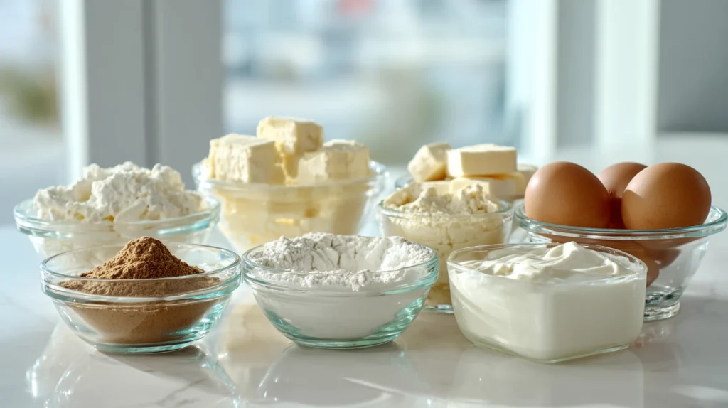 Protein Cheesecake That Tastes Rich, Creamy, and Perfectly Balanced 3 u2124897212 ingredients for protein cheesecake arranged in mi ccfe2cd0 aef6 43ce ba38 5a200f472856 1