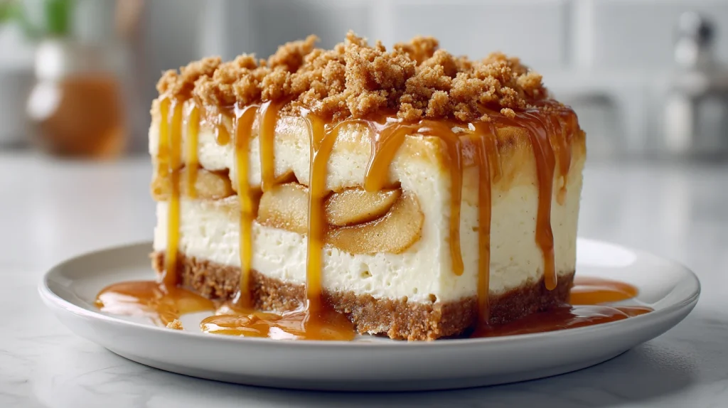 Apple Cheesecake Recipe That Turns Every Slice Into a Bakery Style Dessert 2 u2124897212 realistic close up of apple cheesecake slice on a 10f7b031 9c12 476d 9653 3e2d835ee419 2