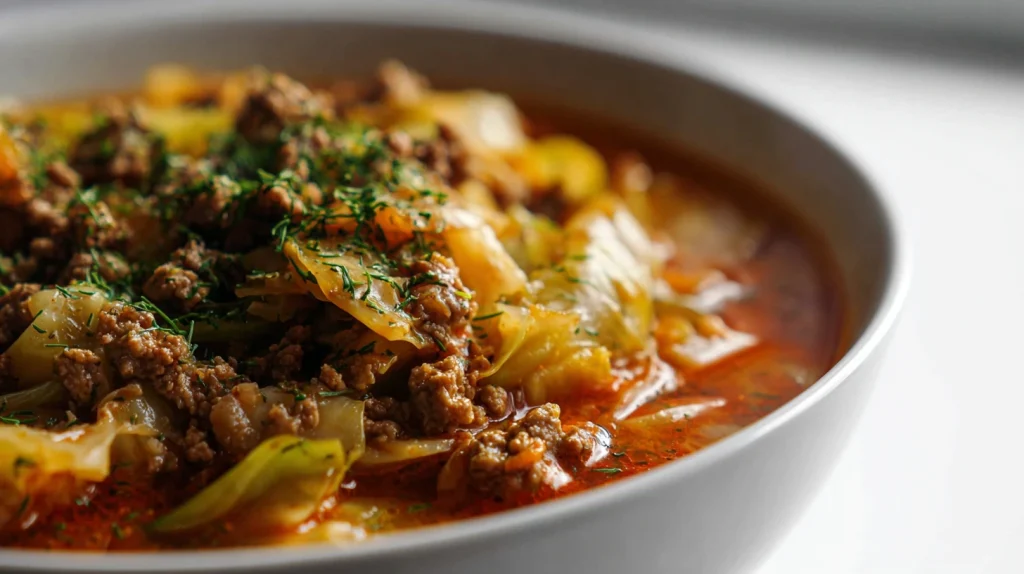 Cabbage Roll Soup: The Best Cabbage Roll Soup Recipe for a Comforting Homemade Meal 2 u2124897212 realistic close up of cabbage roll soup in a bowl a7ee5824 3c40 4b12 9ee1 224fd12f8a4b 3