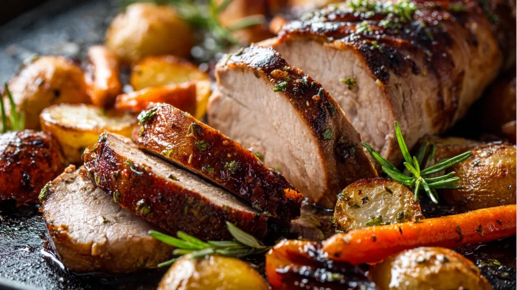 Sheet Pan Pork Tenderloin Recipe for Easy Flavorful Complete Dinners 2 u2124897212 realistic close up of sliced sheet pan pork tende cb162493 aaa1 4aca 81ef c0455bf9a0e7 2