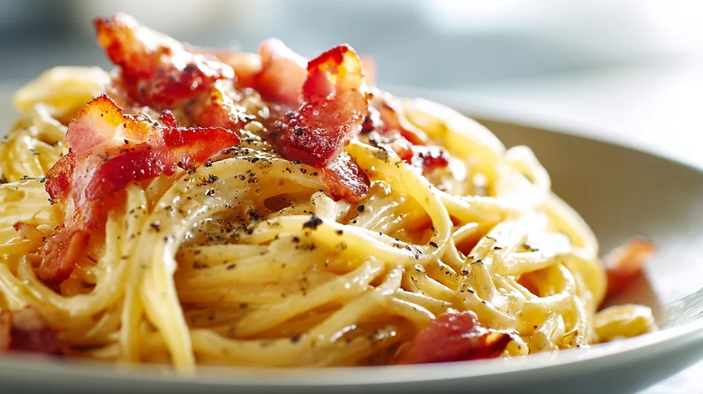Traditional Spaghetti Carbonara: The Ultimate Creamy Bacon Pasta Recipe Without Cream 2 u2124897212 realistic close up of traditional spaghetti carbo 9a0f788b f9d3 4a30 9c82 3f9d73f113b6 3