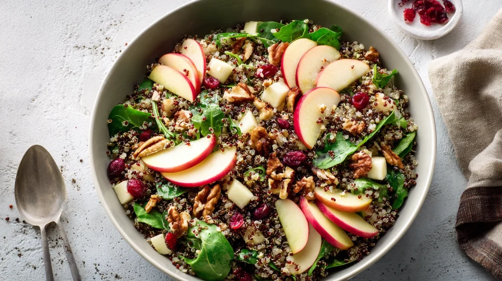 Quinoa Apple Salad Recipe for a Fresh and Healthy Meal 12 u2124897212 top down view of quinoa apple salad beautifully a f1b634bf e2a0 494f 8a38 fe4412dcd2a0 1