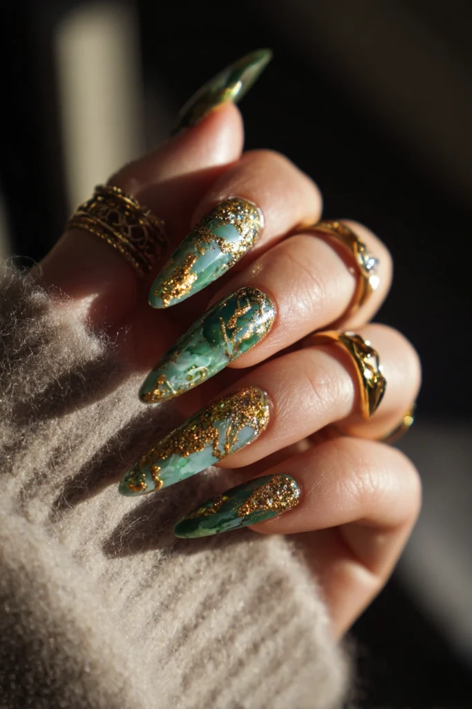 13 Summer Nails Green Ideas 12 Abstract Green Nail Style Ideas