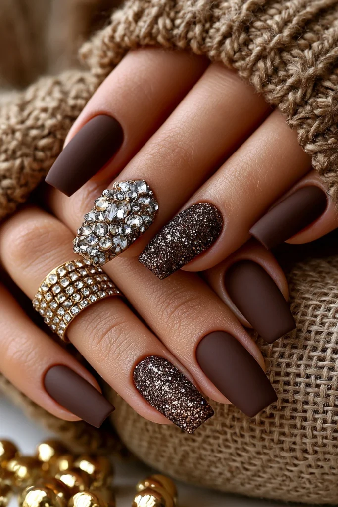 8 Brown Marble Nails Ideas 4 Acrylic Nail Designs Brown with Gold Veins