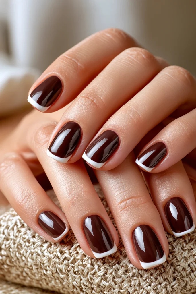 10 Brown French Tip Nails Ideas 3 Acrylic Nails Pinterest Brown French Inspo