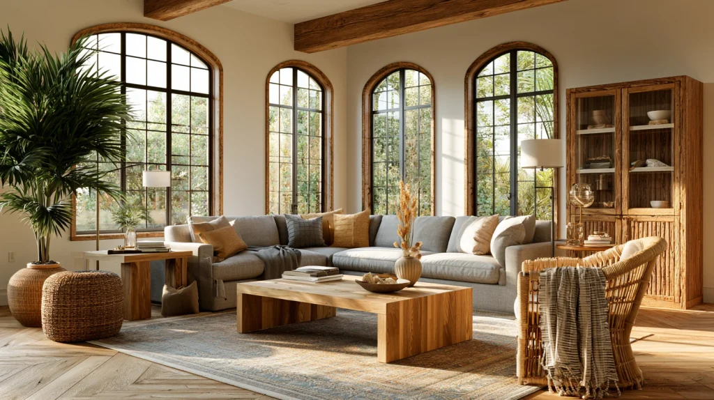 12 Gorgeous Boho Minimalist Living Room Ideas 4 Add Natural Wood and Rattan Elements