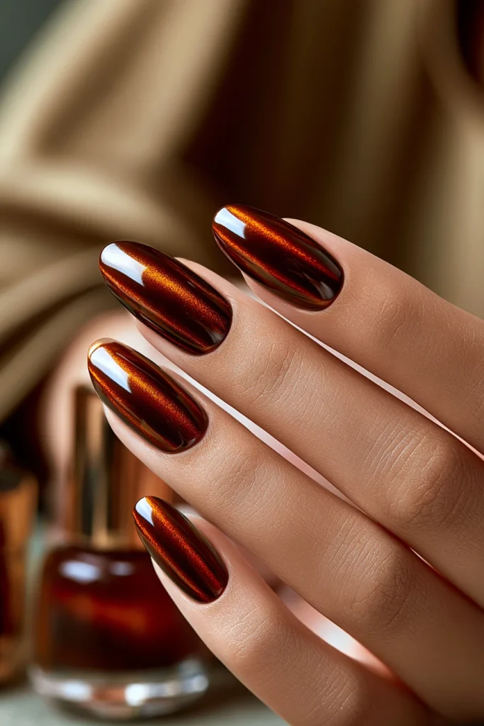 9 Brown Cat Eye Nails Ideas 6 Artificial Nails Brown Magnetic Shine