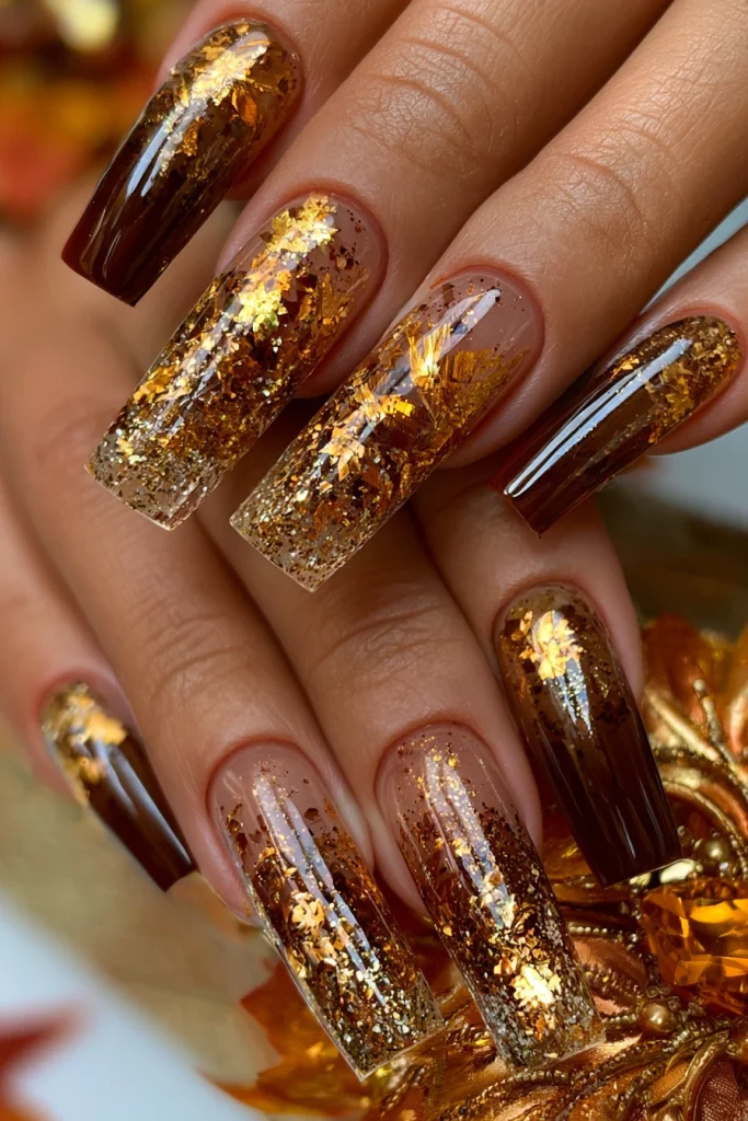 9 Brown Fall Nails Ideas 9 Autumn Acrylic Nail Designs with Brown Ombre