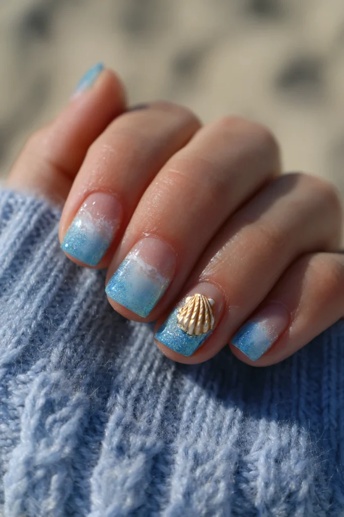 11 Nails Art Summer Ideas 6 Beachy Nails with Seashell Details