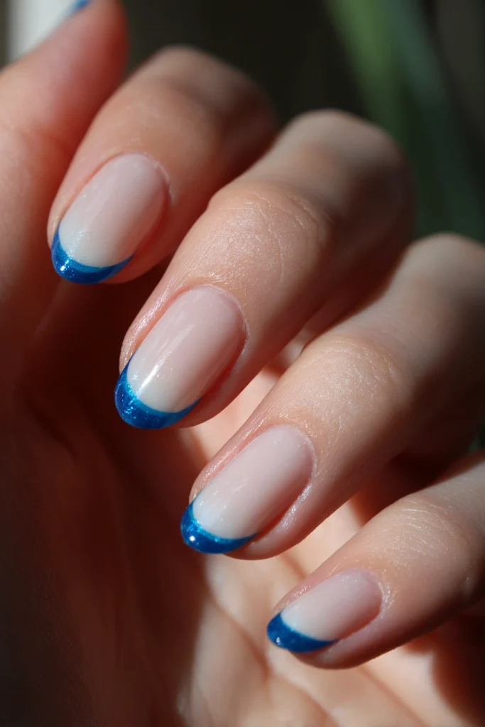 12 French Nails Summer Ideas 2 Blue and White French Tips