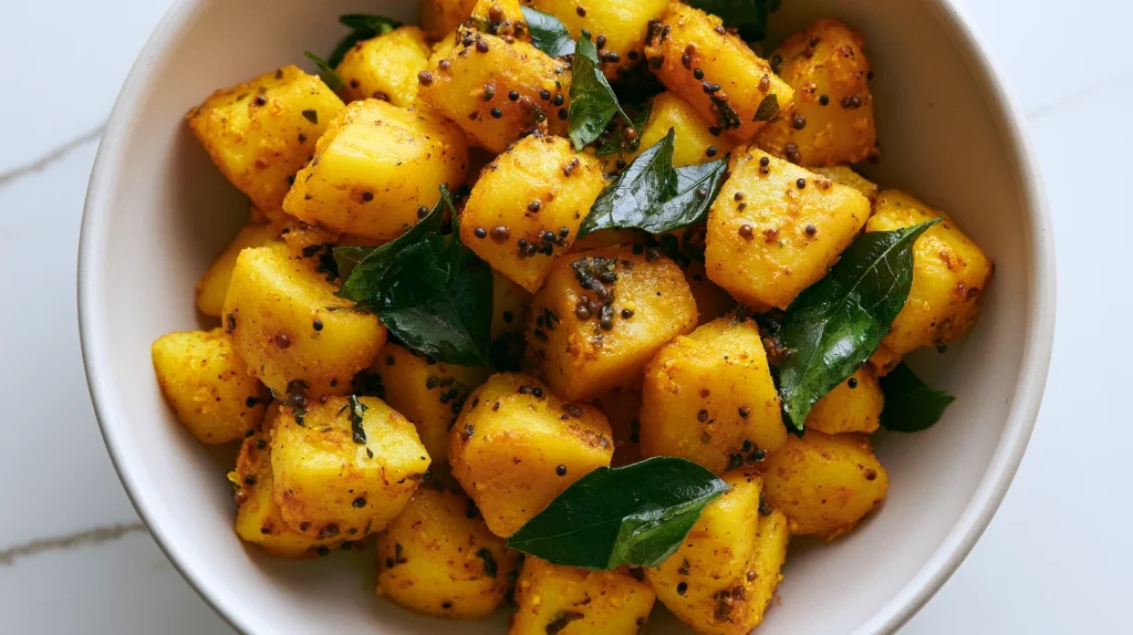 Bombay Potato Leaf Recipe - Easy Spicy Sweet Potato Stir Fry 11 Bombay Potato Leaf