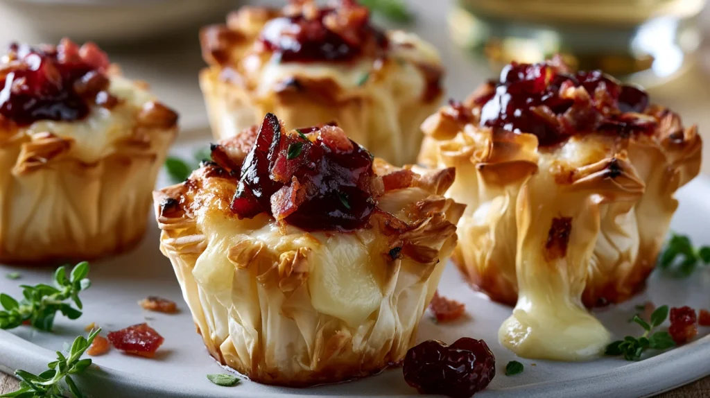 Brie, Bacon and Cranberry Filo Bites - Easy Party Appetizer 9 Brie, Bacon and Cranberry Filo Bites