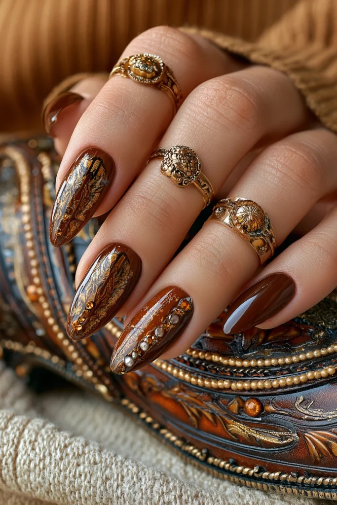 8 Cute Brown Nails Ideas 6 Brown Cowgirl Nails with Western Charm
