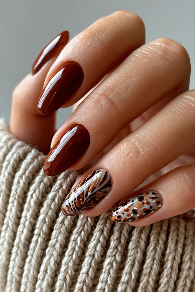 8 Brown Polka Dot Nails Ideas 4 Brown Design Nails Acrylic with Polka Accents