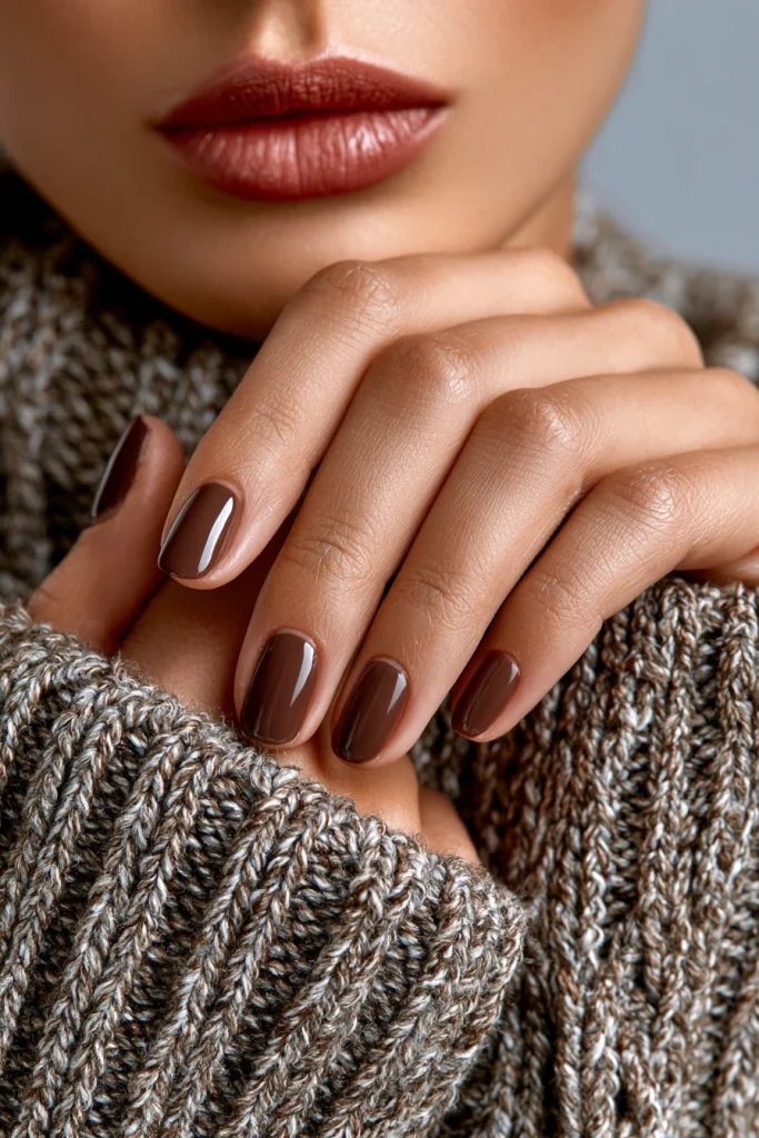 8 Coffee Brown Nails Design Ideas 10 Brown Nails Simple with Gold Accent Lines