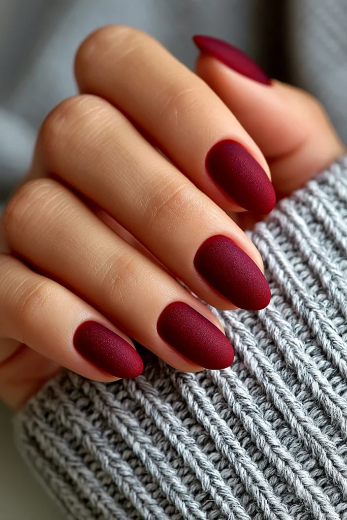 9 Dark Red Nails Ideas 9 Burgundy Nails with Matte Finish