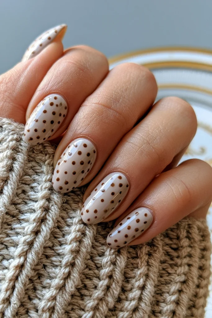 8 Brown Polka Dot Nails Ideas 6 Business Trip Nails with Minimal Brown Dots