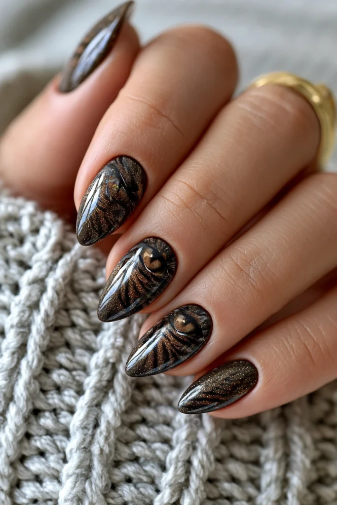 9 Brown Cat Eye Nails Ideas 8 Cat Nails Inspired Brown Smoky Effect
