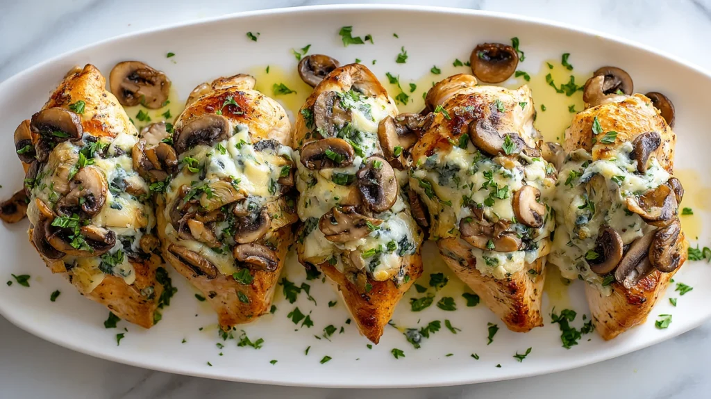 Cheesy Garlic Butter Mushroom Stuffed Chicken - Easy Dinner 12 Cheesy Garlic Butter Mushroom Stuffed Chicken