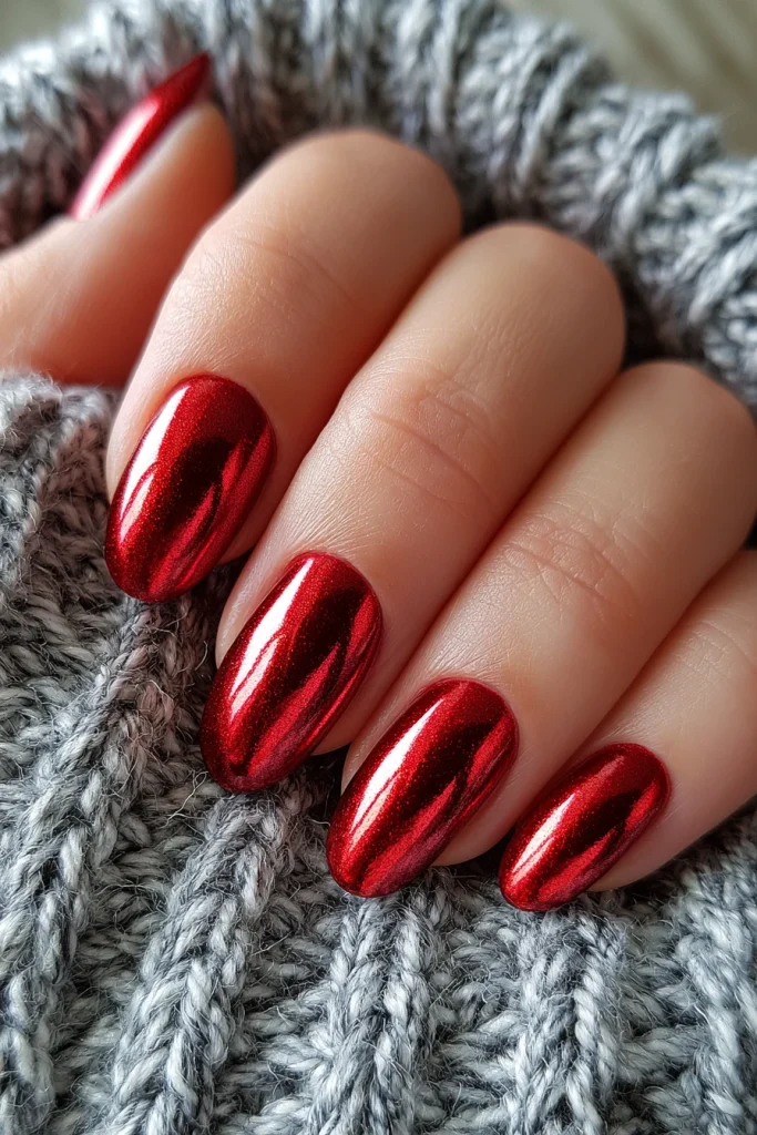 11 Cherry Red Nails Ideas 12 Cherry Red Chrome Nails