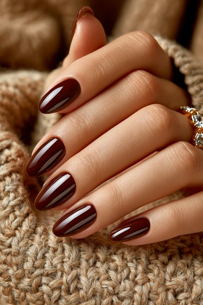 10 Brown Aura Nails Ideas 3 Chocolate Brown Aura Almond Nails
