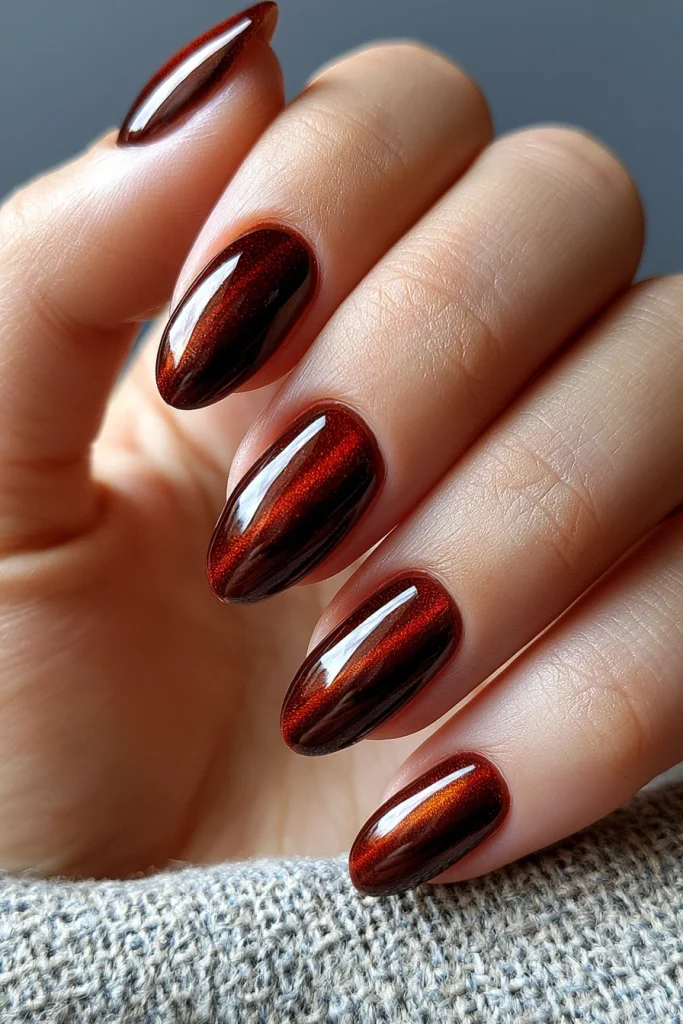 9 Brown Cat Eye Nails Ideas 2 Classic Brown Cat Eye Nails Gloss Finish