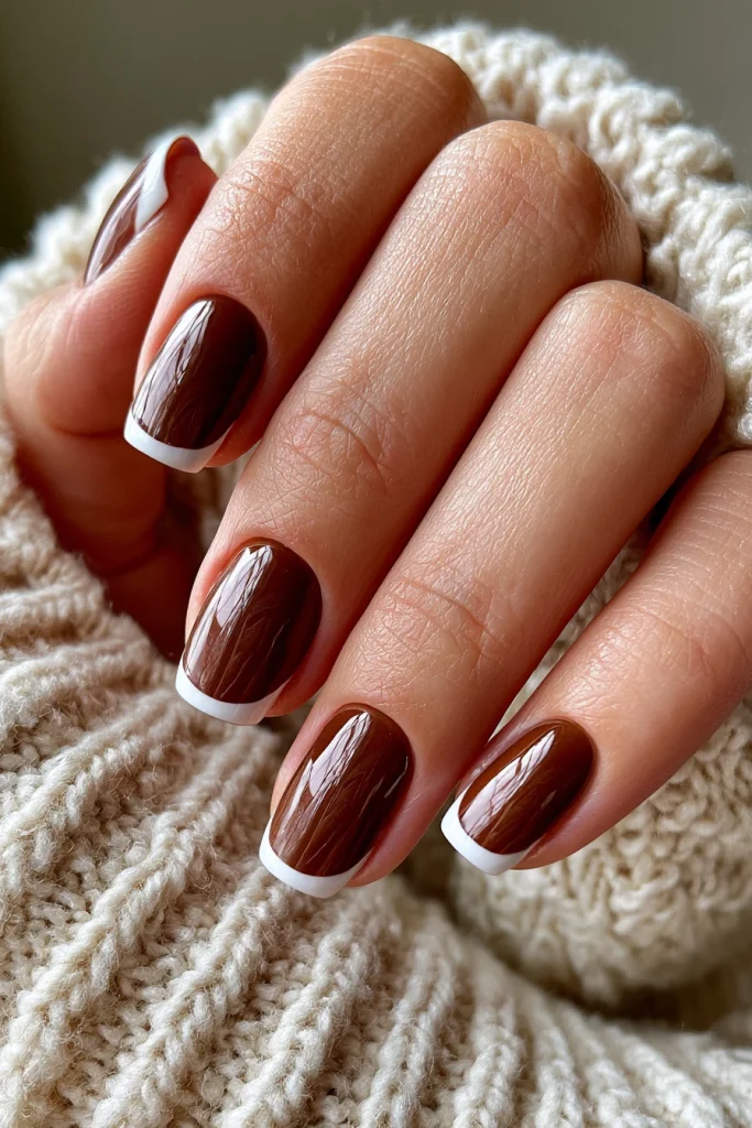 12 Brown French Nails Ideas 2 Classic Brown French Tip Nails 1