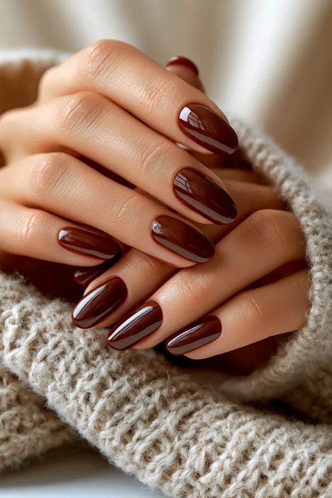8 Coffee Brown Nails Design Ideas 2 Classic Coffee Brown Gloss Nails