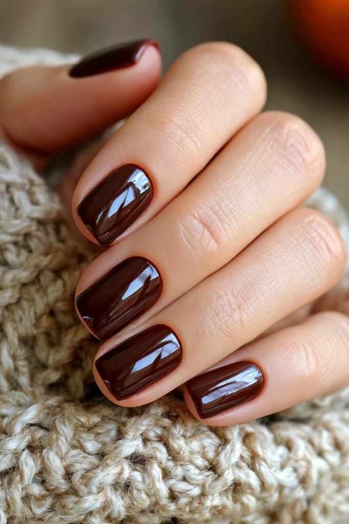 11 Chocolate Brown Nails Ideas 2 Classic Glossy Chocolate Brown Nails