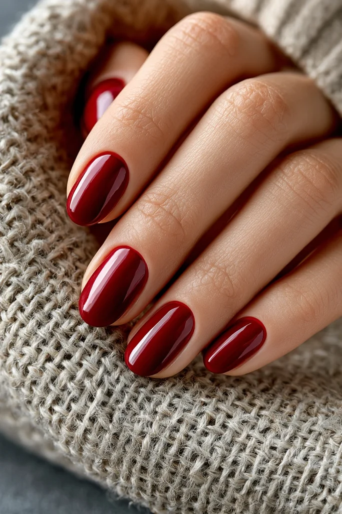 12 Dark Cherry Red Nails Ideas 2 Classic Glossy Dark Cherry Red Nails