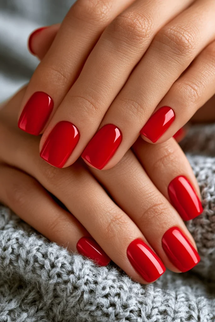 13 Red Nails Acrylic Ideas 2 Classic Glossy Red Acrylic Nails