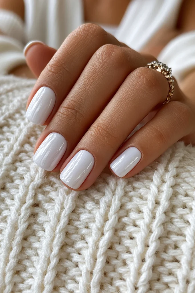 8 Short Glazed Donut Nails Ideas 2 Classic Milky White Glazed Nails